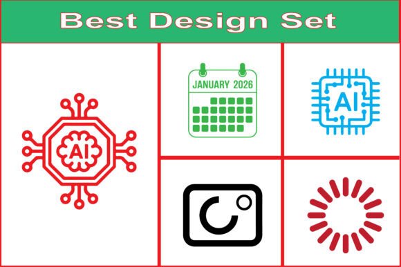 Artificial Intelligence Icon Design Set