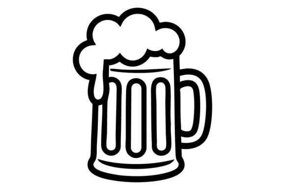 Black and White Beer Mug Icon