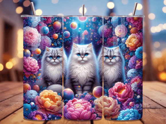 Celestial Moon Stars Cat Tumbler Wrap