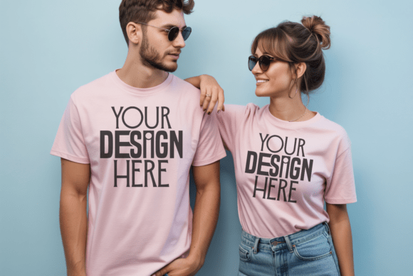 Couple Pink Blossom Comfort Colors 1717 for Professional Design Presentation