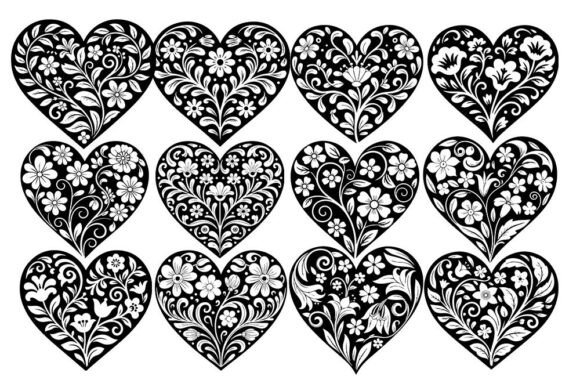 Elegant Botanical Heart Laser Cut Vecto