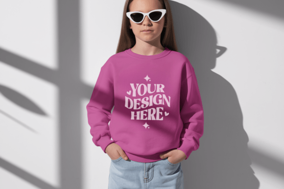Enhance Your Designs with Gildan 18000B Kids Crewneck Mockup 37
