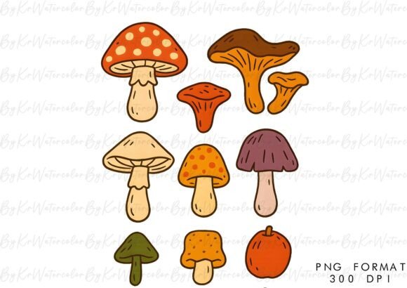 Fall Mushrooms Hand Drawn PNG: A Versatile Digital Art Resource