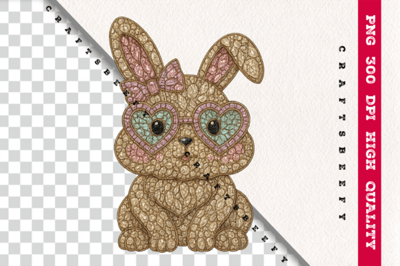 Faux Rhinestone Bunny PNG: Adorable and Chic Diamond Valentine Art for Every Occasion
