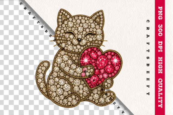 Faux Rhinestone Cat PNG