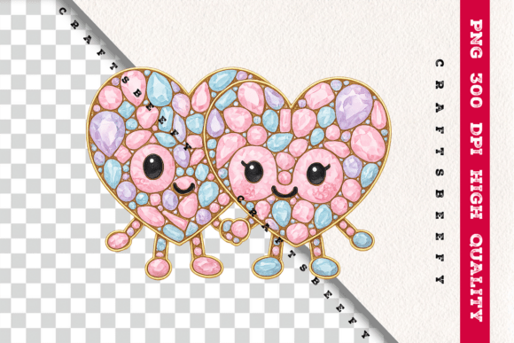 Faux Rhinestone Heart Couple PNG