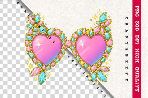 Faux Rhinestone Heart Sunglasses PNG: A Stylish and Dazzling Digital Design for Every Occasion