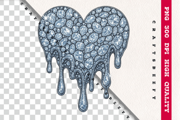 Faux Rhinestone Melting Heart PNG