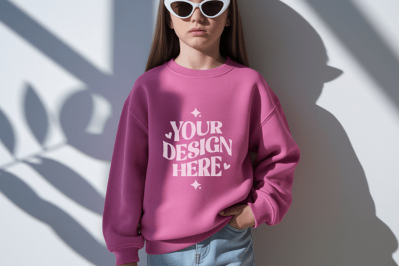 Gildan 18000B Kids Crewneck Mockup 35