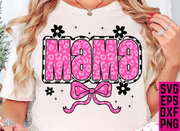 Glitter Pink Mama Coquette Bow SVG PNG: A Digital Design for Creative Expression