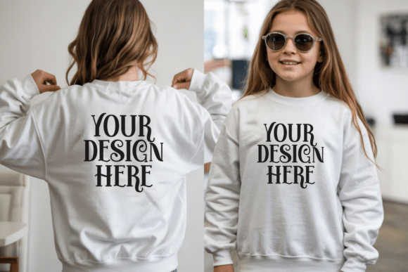 Kids Gildan 18000B Front and Back Mockup: A Practical Tool for Creative and Commercial Use