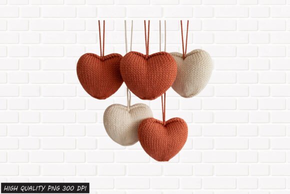 Knitted Hanging Heart Clipart PNG: A Cozy Addition to Your Creative Projects