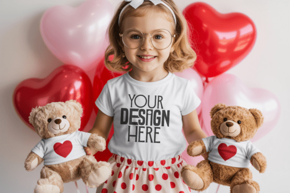 Love Valentines Kids Tshirt Mockup
