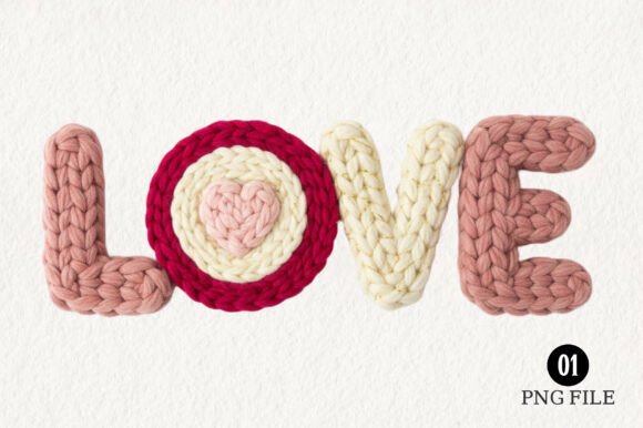 LOVE Yarn Png, Trendy Valentine Png