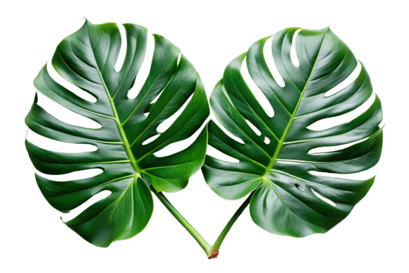Monstera Leaves on a White Background