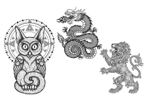 Occult Owl Dragon Lion SVG: A Versatile Symbolic Design for Creative Projects