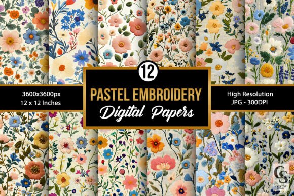 Pastel Vintage Floral Embroidery Pattern: A Timeless Choice for Creative Projects