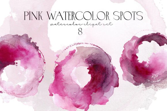 Pink Watercolor Spots PNG Set for Creative Designers