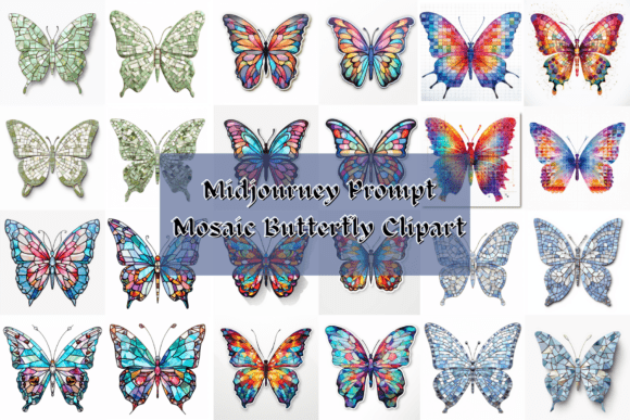Prompt for Mosaic Butterfly Clipart