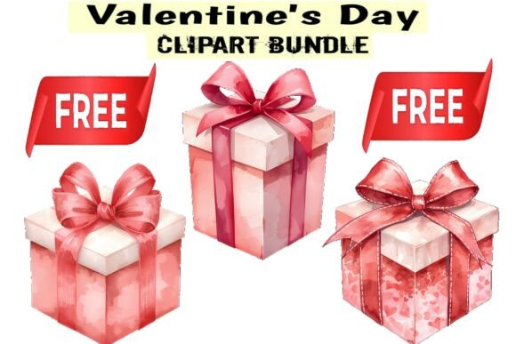 Valentine’s Day Gift Box Clipart Bundle