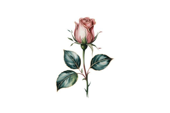 Vintage Pink Rose Botanical Clipart PNG: A Timeless Addition to Your Creative Projects