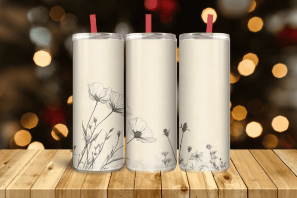 Vintage Wildflowers Tumbler Wrap PNG