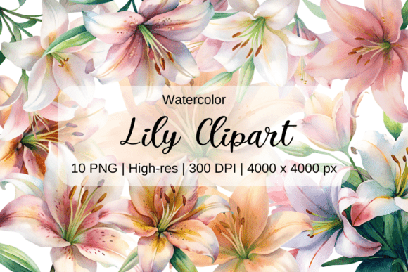 Watercolor Lily Clipart, Flower Clipart: A Versatile Art Resource for Creative Projects